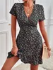 Casual Dresses Summer Sexy Short Women V Neck Slim Floral Print Mini Sundress Ladies Boho Beach A-Line Vintage Vestidos 230217