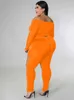 Survêtements grande taille deux pièces ensembles à manches longues hors épaule haut femmes pantalon costume fête Sexy Rave tenues en gros en vrac goutte