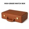 Titta på lådor 12 Slots Luxury Suitcase Storage Case Business Exhibition High-klass Display Leather Collection
