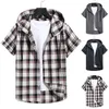 Men's T Shirts Men Shirt Plaid Casual Loose Fit Top Street Wear Blouse Tops For Spring Autumn Solid Geometric Holiday