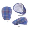 Coton à carreaux béret hommes vert marine Plaid casquettes plates gavroche chapeau mâle britannique Vintage bérets casquette printemps été femmes pilote lierre casquette