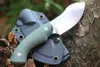 New M6697 Survival Straight Hunting Knife 14C28N Satin Blade CNC Full Tang Flax Handle Outdoor Fixed Blade Tactical Knives with Kydex