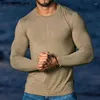 Men's T Shirts Solid Color Comfortable Tees Men's Fashion Bottoming Long Sleeve Tops 2023 Stretch Handsome T-Shirts S-5XL INCERUN