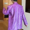 Couro feminino LaUtaro outono de tamanho grande e brilhante padrão roxo de couro faux blazer feminino de manga comprida Y2K Jacket Moda 230216