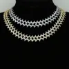 Chains 5A Iced Out Cuban Link Miami Chain Necklace Luxury Gold Color Jewelry With Cz Paved Rivets Spike Shape Choker