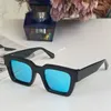 Quadratische Acetat-Sonnenbrille für Herren, schwarze blaue Gläser, weiße Pfeile, Logo-Sonnenbrille, kultigster Designer-Brillenstil für Damen, ori012, UV-Schutz, wird mit Etui geliefert
