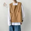 Men's Tank Tops Fall Thin Men Vest Loose Teenager Student Big Pocket Harajuku Casual Oversized T Shirt Korean Trend Hip Hop Punk Couple