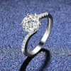 Klusterringar 1.0-2.0 Moissanite Engagement för kvinnor14K Vitt guldpläterat Sterling Silver Lab Diamond Wedding Band smycken