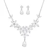 Ensemble de bijoux de luxe couleur argent mariée pour femmes mode collier de mariage en cristal boucles d'oreilles ensemble cadeau de fête de bal de noël