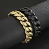 Braccialetti con ciondoli Fongten Hip Pop Mens Bracciale a catena a maglie cubane Punk Acciaio inossidabile Vintage Black Man Wristband Bangle Gioielli vichinghi 230216