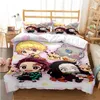 Bedding sets Anime Demon Slayer 3D Bedding Set Black Duvet Quilt Cover Set Comforter Cover case Size Quilt Cover R230901