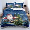 Sängkläder uppsättningar 2022 3D -täcke omslag Set Merry Christmas Red Color Grey Quilt Covers Set Bedding Set King Bed Linens Bedddings EU Single 150x200