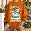 Women's Polos Clothing Sleeve Tee Christmas Tops Autumn O-Neck Pullover Sweater Long Casual Snowman Printed Sweatshirts Chri