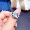 حلقات الكتلة 2023 EST Blue Topaz Ring 8x8mm الأحجار الكريمة المجوهرات الراقية للنساء هدية حقيقية 925 STRLIN