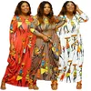 زائد الفساتين الحجم الأفريقية للنساء طباعة اللباس الأكمام طويلة الأكمام 2023 السيدات غير الرسمي الفضفاضة بالجملة قطرة