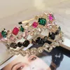 Crystal pannband f￶r kvinnor strass h￥rtillbeh￶r diamant h￥rband f￶r flickor krona blommor h￥r b￥ge huvud wrap ornament