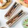 Zestawy naczyń obiadowych 1 pary pałeczki łyżki przenośne japońskie drewniane pałeczki pałeczki łyżki zestaw podróży z pudełkowymi zastawa stołowa