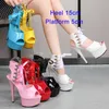 Dress Shoes Women's Shoes New 2020 Pole Dance Gladiato Sandals 15CM Clear High Heels Ladies Sandals Platform Thick Bottom Stripper Shoes L230216