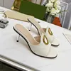 Blondie slide sandal women designer high heels leather pump gold wedding party shoe lady sexy Formal high-heeled shoes size 35-43