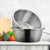 Bowls 304 Stainless Steel Thickened Mixing Kitchenware Set Nested Drain Basket Vegetables Basin Rice Sieve Soup Strainer K