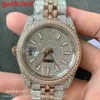 Armbandsur Luxury Custom Bling Iced Out Watches White Gold Plated Moiss Anite Diamond Watchess 5a High Quality Replication Mechanical 8O8W