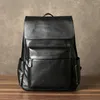Backpack Fashion Outdoor Travel Genuine Leather Men's Laptop Organizer Designer Luxury Soft Real Cowhide Women's Black Bagpack