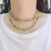 Choker Jankelly Cubic Zirconia Baguette Pulling Chain Halsband för kvinnor Justerbar längd Trendiga geometriska halsband