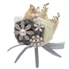 Decorative Flowers 1pcs Fashion Bride Boutonnieres Brooch Wedding Groom Artificial Rose Flower Corsages