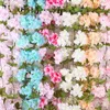 Fleurs décoratives 2.3m glycine artificielle fleur de cerisier suspendus lierre fleur chaîne guirlande mur rotin mariage décor à la maison