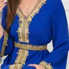 Etnische kleding Turkije Abaya borduurwerk moslimvrouwen lange jurk Arabia Midden-Oosten kaftan v-neck avondjurk islamitische kleding Marokkaans