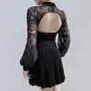 Casual Dresses European And American Wind Ins Tide 2023 Spring Sexy Lace Stitching Bare Back Hollow Pleated Dress Woman