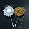 Brooches Men's Lapel Flower Pin Chrysanthemum Handmade Fabric Boutonniere Brooch Pins For Wedding Dress Corsage Suit Formal Accessories