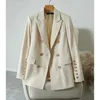 Damespakken Elegante dubbele rijs Blazers Vrouwen 2023 Spring lange mouw ingekeed kraagjagen vrouw kantoor dame blazer jassen bovenkleding