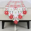 Nappe de table en Jacquard blanc Faric, broderie creuse de fleurs, chemin de noël décoratif, 40 176cm