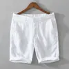 Mäns shorts Nya 2021 Summer Mens Linen Shorts Casual Solid Commonta Shorts Straight Button100 Flax Shorts Bermuda Asian Size L8216 Z0216