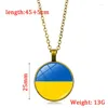 Pendant Necklaces Ukraine Flag Necklace For Women Men Jewelry Epoxy Geometric Vintage Brand 2023