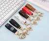 11style Creative Gift Presbyopia Car Keychain Bag Pendant Charm Keyring Holder Men Women Fashion PU Leather Flower Grid Design Metal Key Chain Accessories