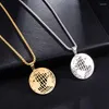 Pendant Necklaces Hip Hop Jewelry--Gold Color Earth For Men Women Stainless Steel No Fade 60cm Chain