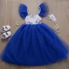 Fille robes élégante princesse filles robe été volants dentelle manches enfants pour Costumes floraux fête mariage vêtements enfant en bas âge