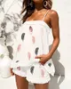 TRABALHOS Femininos 2023 Moda Mulher Summer Summer Spaghetti Strap Tassel Top shorts conjunto Lady Casual Piant Solid Suit Sets