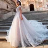 abiti da sposa con spalle scoperte una linea sexy vedere attraverso bottoni indietro maniche lunghe appliques nuovi abiti vintage in pizzo economici abiti da sposa vestios de novia