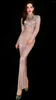 Stage Wear Nude Shining Rhinestone Sequins Sexy Long Women Dress Zipper Evening Party Club Clothing Ballroom Costume Birthday