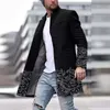 Herren Wollmischungen Herren Herbst Winter Langarm Mäntel Mode Gerade Herren Blazer Jacken Vintage Muster Druck Stehkragen Knöpfe Mäntel 230217