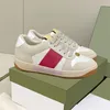 Luxo Casual Sapatos Casual Classic Classic Vintage Screener Leather Web Sneaker Womens Designer Sapato de couro Dirty Green Obsidian Grey Strawberry Pattern Men Women Sneakers