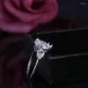 Hochzeitsringe Modeswassertropfen Zirkon Ring Frauen Silberfarbe Engagement Glamour Schmuck Anillos Plata 925 Para Mujer