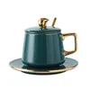 Mokken Noordse groene glazuur koffiekopje eenvoudige keramische set inclusief padkappleepel
