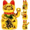 Dekorativa föremål Figurer rikedom Vikning Handkatt kinesisk Lucky Gold Maneki Neko Söt elektrisk hantverk Art Home Shop El Decoration 230217