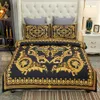 Sängkläder sätter upp europeisk stil lyxig svart guld barock stil sängkläder set mjukt mysigt quilt täck fodral 3 st täck täcken sängkläder
