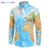 Men's Casual Shirts Men clothes 2019 Casual World Map Print With Button mens Shirts Top Blouse Male shirt Fashion design high quality 021723H