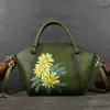 Evening Bags Women's Bag Retro Hand-painted Handbag Leather Tote Baotou Layer Cowhide Dumpling Fashion Luxury Designer Purses Handbags